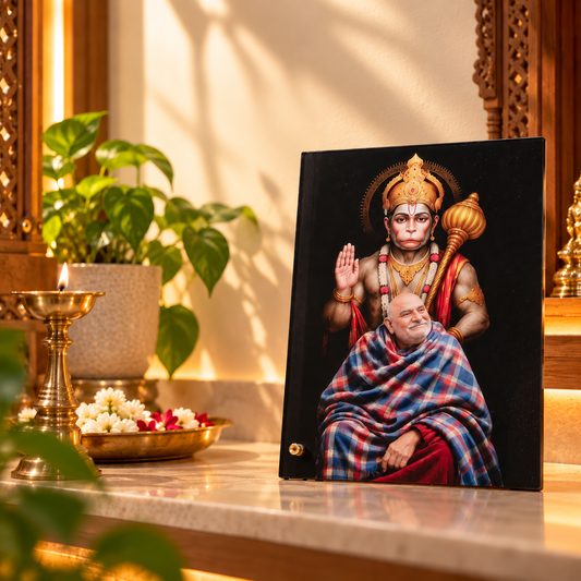 Divine Bond - Hanuman Ji & Neem Karoli Baba Clear Acrylic Frame