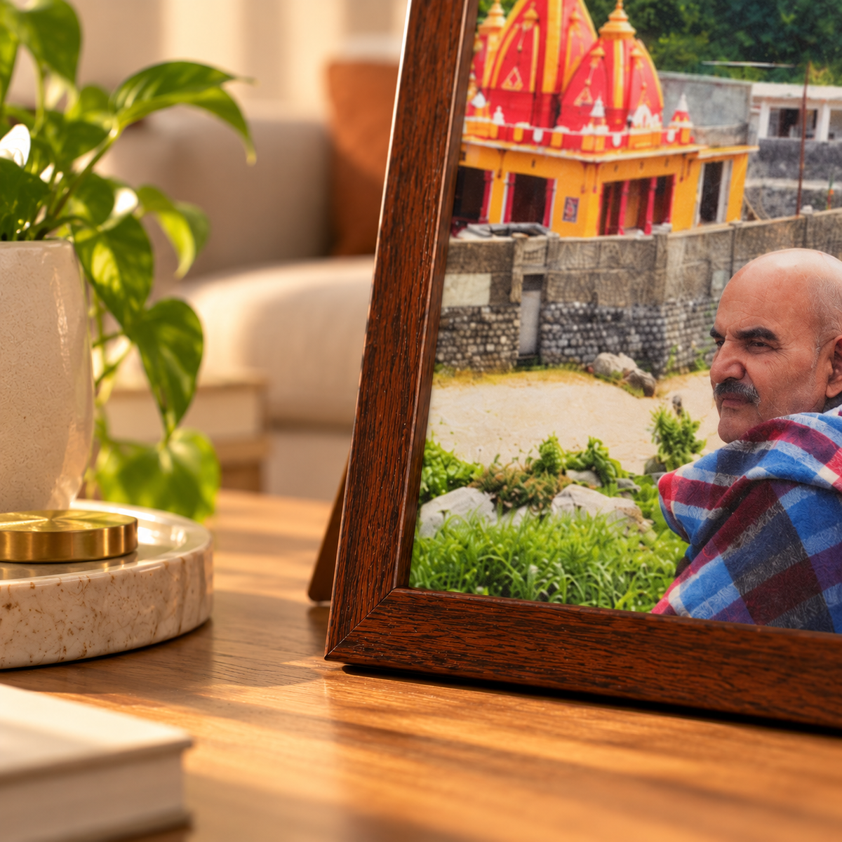 Kainchi Dham Divine Blessings Brown Frame- Mid