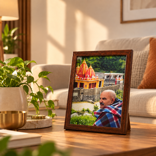 Kainchi Dham Divine Blessings Brown Frame- Mid