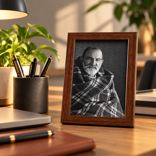 Neem Karoli Baba Surrounded by Ram Naam Brown Frame- Small
