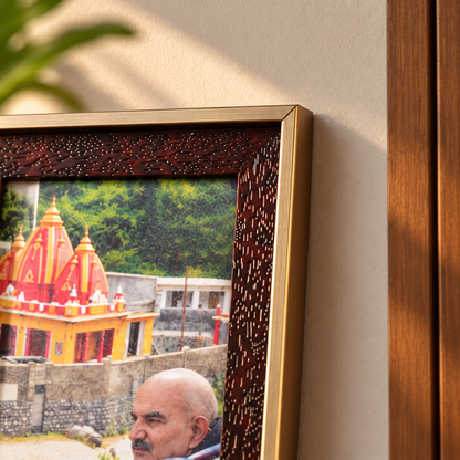 Kainchi Dham Divine Blessings Premium Brown & Gold Frame- Mid