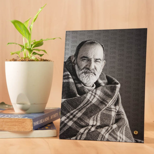 Neem Karoli Baba Surrounded by Ram Naam Clear Acrylic Frame