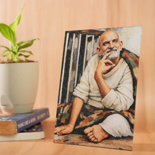 Neem Karoli Baba Serene Painting  Clear Acrylic Frame