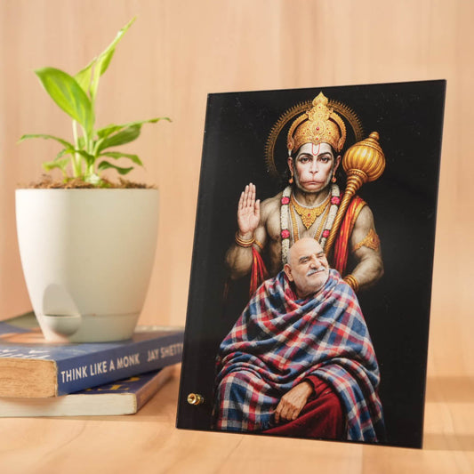 Divine Bond - Hanuman Ji & Neem Karoli Baba Clear Acrylic Frame