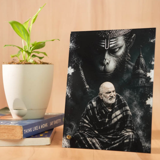 Hanuman Ji & Neem Karoli Baba Divine Protection Clear Acrylic Devotional Frame